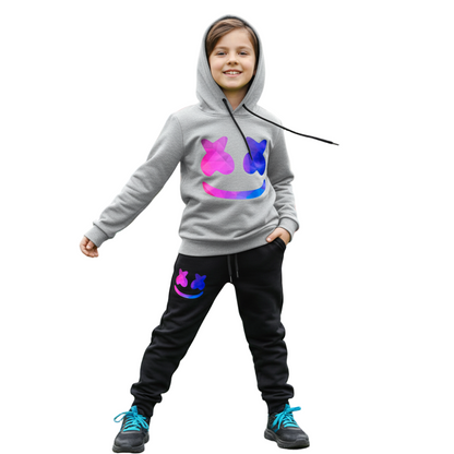 Kinder DJ Kostüm Set aus Baumwoll-Kapuze Hose