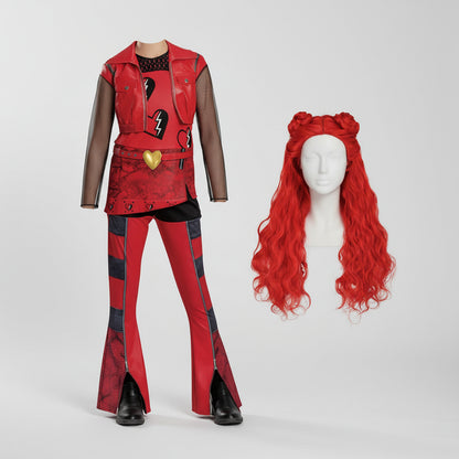Mädchen Kostüm Set Rot Schwarz Jacke Hose Halloween Fasching