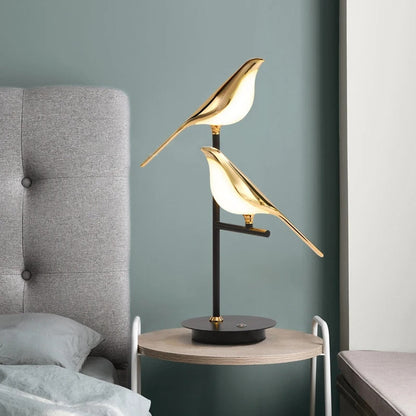 LED Tischlampe Gold Vögel Modern Design
