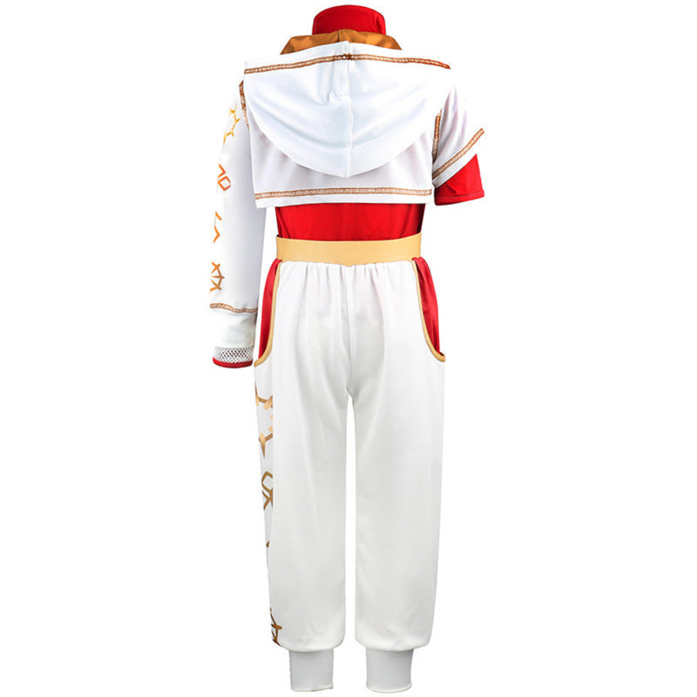 Kinder Superhelden Kostüm Set Weiß Rot Jacke Hose Halloween