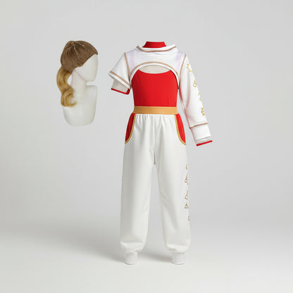 Kinder Superhelden Kostüm Set Weiß Rot Jacke Hose Halloween