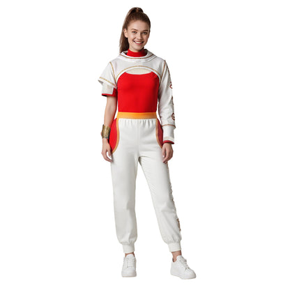 Kinder Superhelden Kostüm Set Weiß Rot Jacke Hose Halloween