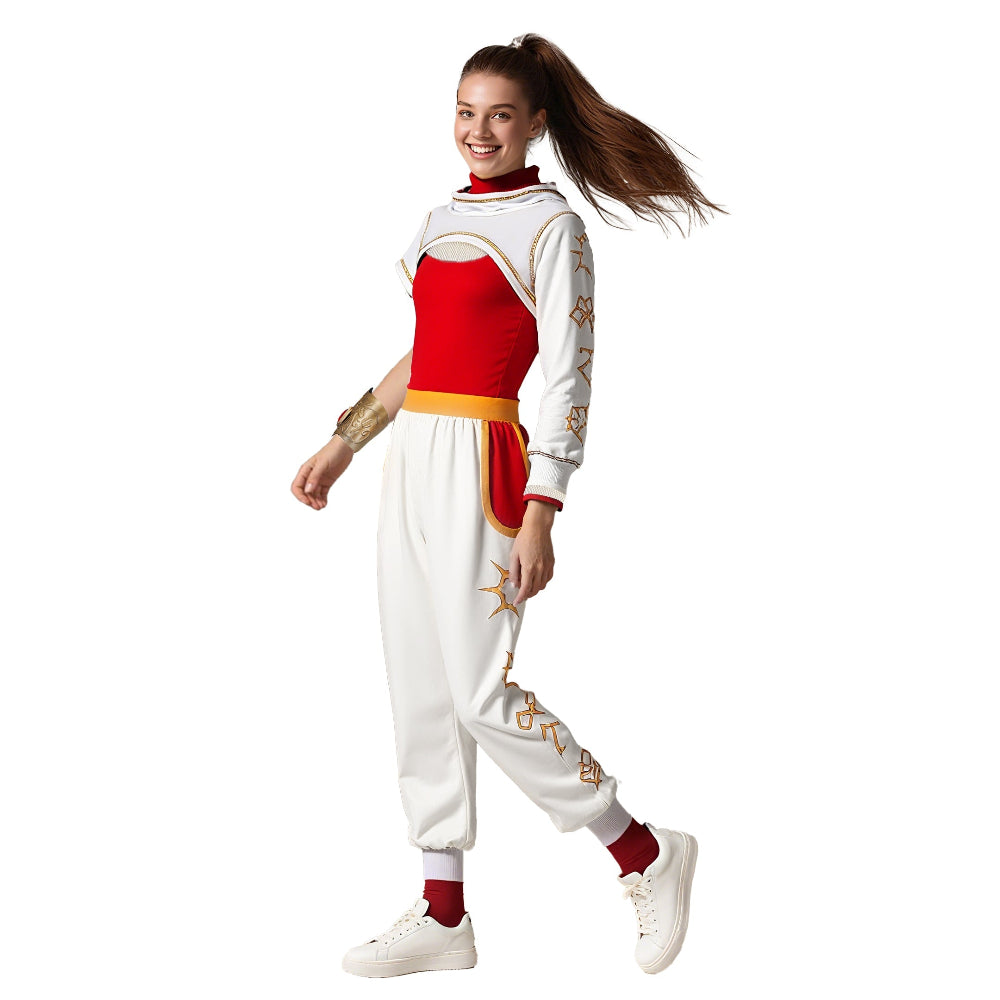 Kinder Superhelden Kostüm Set Weiß Rot Jacke Hose Halloween