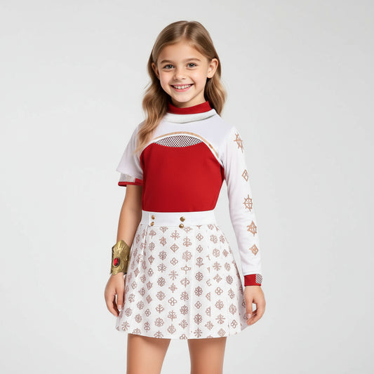 Kinder Kostüm Rot Weiß Vampir Outfit – Halloween Karneval Cosplay Kleid