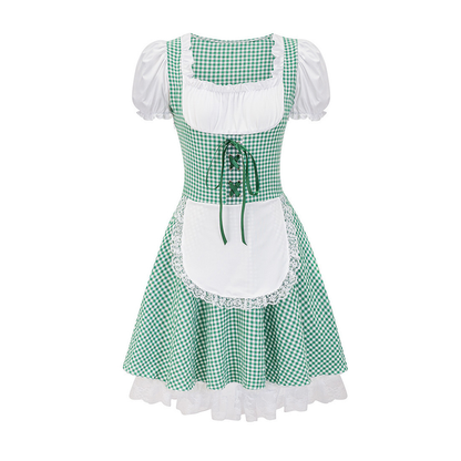Damen Oktoberfest Dirndl Korte Mouw Geblokt