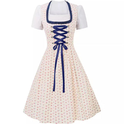 Damen Oktoberfest Dirndl Kleid | Kurz Ärmellos Midi
