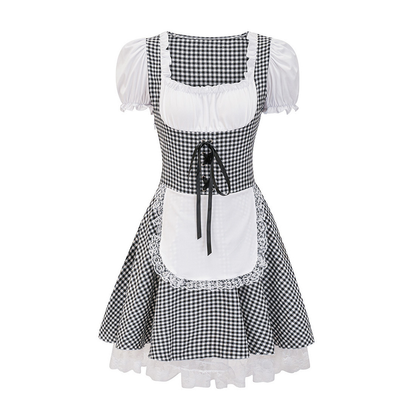 Damen Oktoberfest Dirndl Korte Mouw Geblokt
