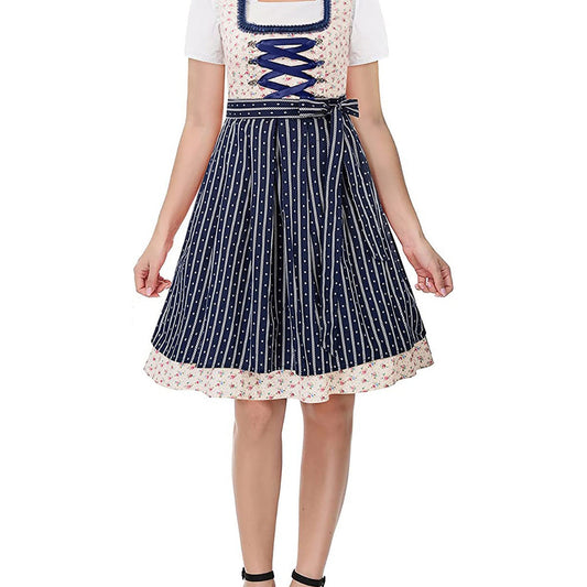 Damen Oktoberfest Dirndl Kleid | Kurz Ärmellos Midi