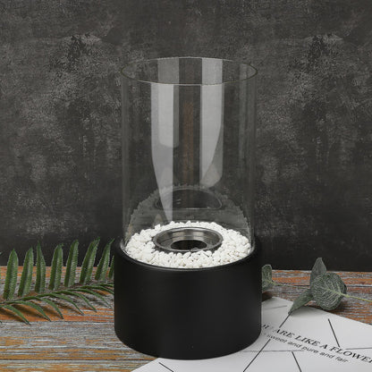 Tischfeuer Glas Metall Dekofeuer Lampe Modern