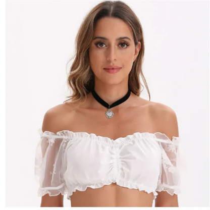 Dirndlbluse Mit Rüschen Für Damen | Kurzarm
