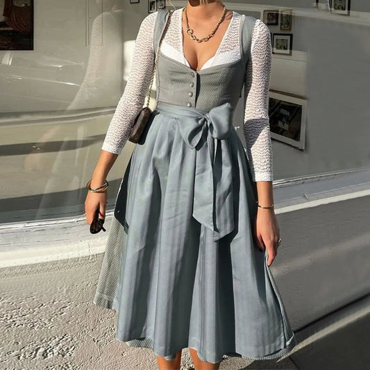 Damen Oktoberfest Kleid 2025 Langarm Elegant