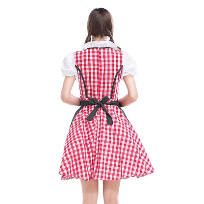 Damen Oktoberfest Dirndl Kleid | Kurz Puffärmellos Mini