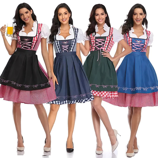 Damen Oktoberfest Dirndl Kleid | Kurz Puffärmellos Mini