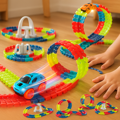 Spielzeug Rennbahn mit Loopings und Autos