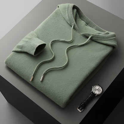 Herren Merino Wolle Strick Hoodie Pullover