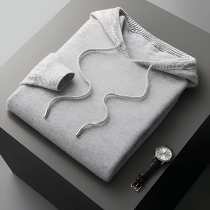Herren Merino Wolle Strick Hoodie Pullover