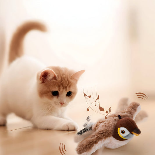 Katzenspielzeug Vogel mit Sound und Bewegung