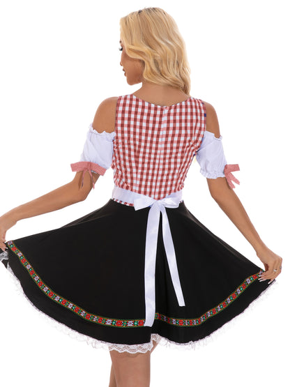 Damen Oktoberfest Dirndl Bluse Kleid | Schulterfrei Mini