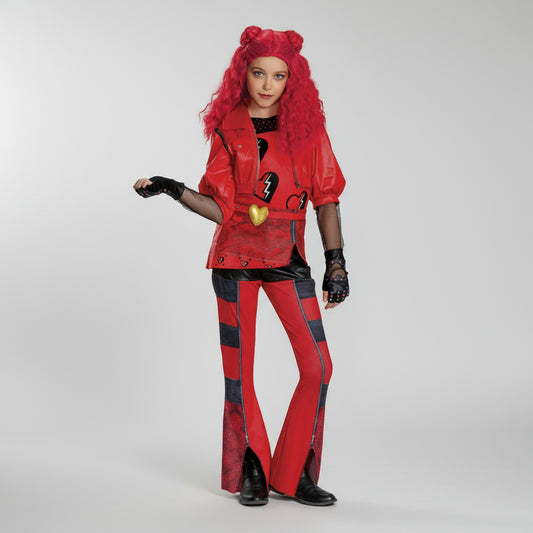 Mädchen Kostüm Set Rot Schwarz Jacke Hose Halloween Fasching
