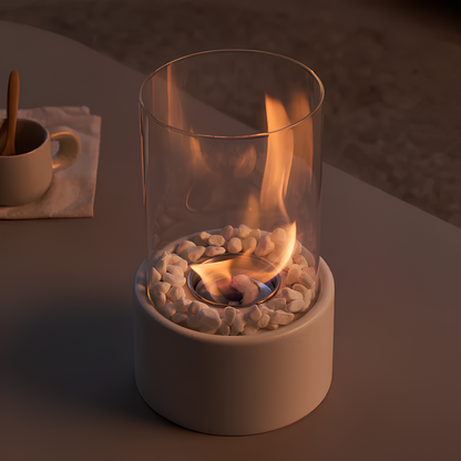 Tischfeuer Glas Metall Dekofeuer Lampe Modern