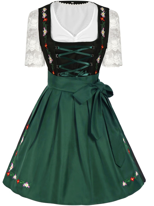 Damen Oktoberfest Dirndl Outfit 2025 | Kurz Hochgeschlossen Mini