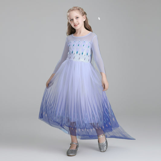 Kinder Prinzessin Kleid Blau Tüll Kostüm