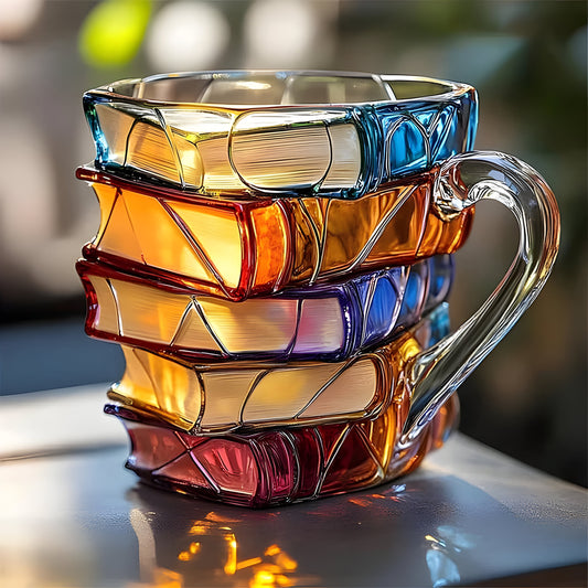 Glas Becher Buntes 3D Buch Design