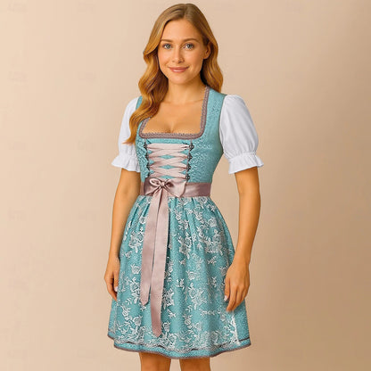 Damen Oktoberfest Dirndl Kleid 2025 | Kurz Ärmellos