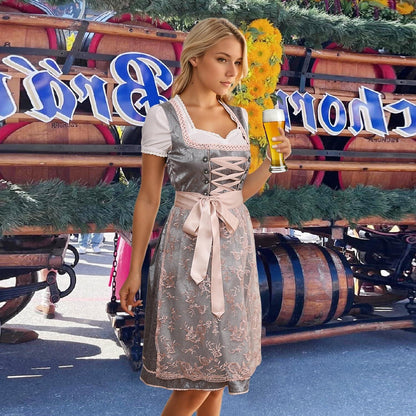 Damen Oktoberfest Dirndl Kleid 2025 | Kurz Ärmellos