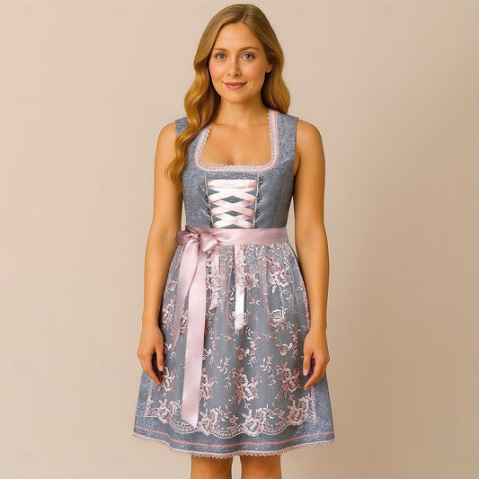 Damen Oktoberfest Dirndl Kleid 2025 | Kurz Ärmellos