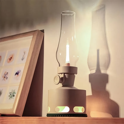 LED Tischlampe Retro Laterne Glas Nostalgisch