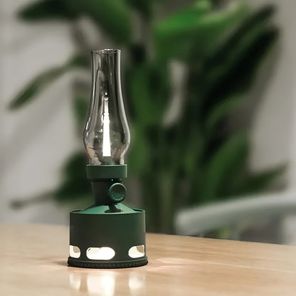 LED Tischlampe Retro Laterne Glas Nostalgisch