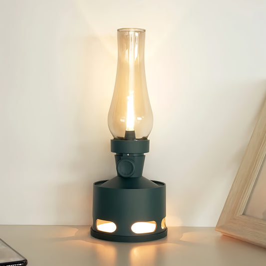 LED Tischlampe Retro Laterne Glas Nostalgisch