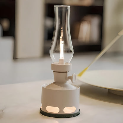 LED Tischlampe Retro Laterne Glas Nostalgisch
