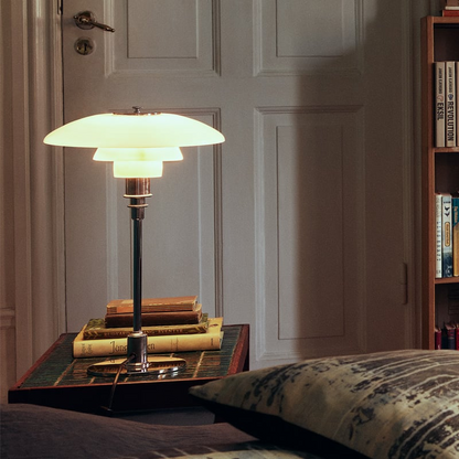 Tischlampe Glas Retro Design mit Messingfuß