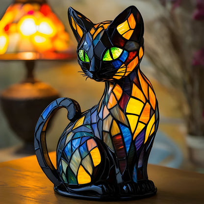 Tiffany Glas Katzenlampe Dekorative Tischleuchte