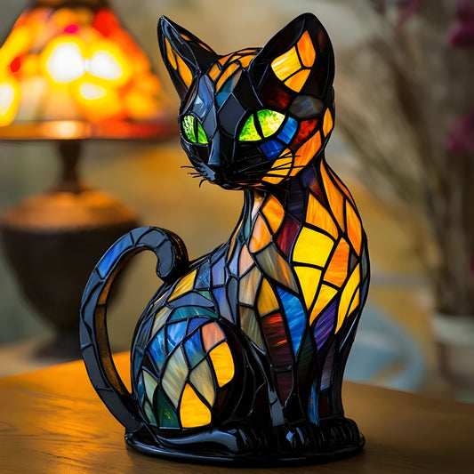 Tiffany Glas Katzenlampe Dekorative Tischleuchte