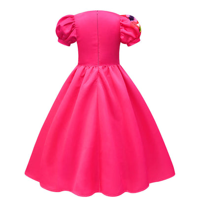 Mädchenkleid Puffärmel Bunt Partykleid Polyester