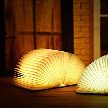 LED Tischlampe Holz Faltbares Buch Licht