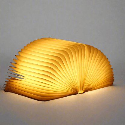 LED Tischlampe Holz Faltbares Buch Licht