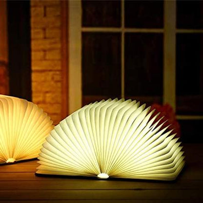 LED Tischlampe Holz Faltbares Buch Licht