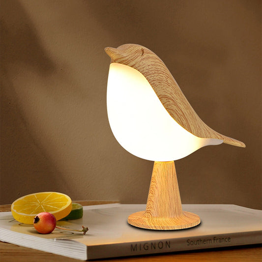 Tischlampe Vogel Design aus Holz LED Modern