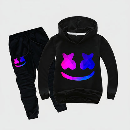 Kinder DJ Kostüm Set aus Baumwoll-Kapuze Hose