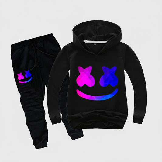 Kinder DJ Kostüm Set aus Baumwoll-Kapuze Hose