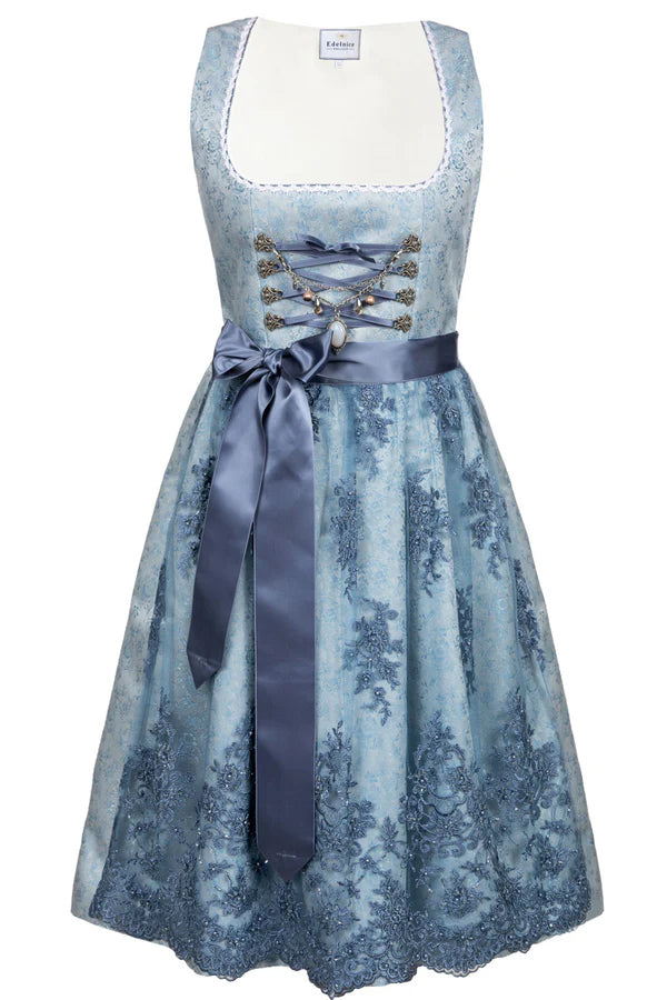 Damen Oktoberfest Hochgeschlossenes Dirndl Kleid | Langarm, Midi