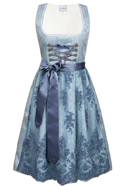 Damen Oktoberfest Hochgeschlossenes Dirndl Kleid | Langarm, Midi