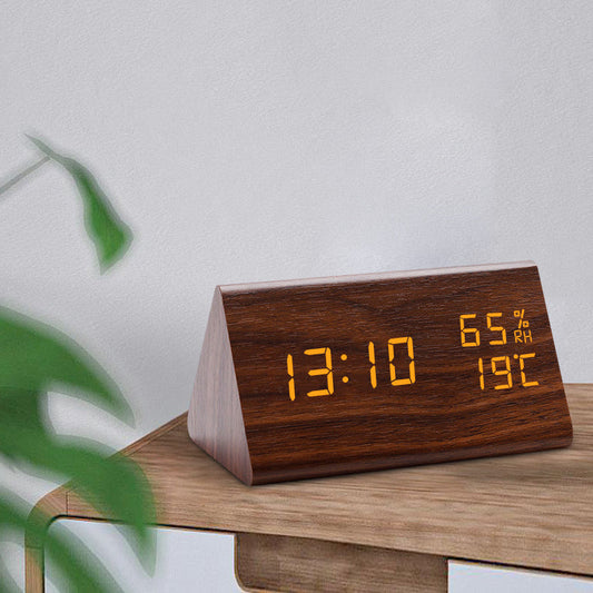 Digitaler LED Wecker Holz Modern Temperatur