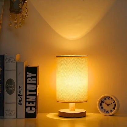 LED Tischlampe Stoff Holz Dimmbar