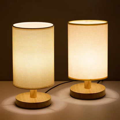 LED Tischlampe Stoff Holz Dimmbar
