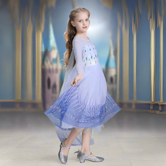 Prinzessin Kleid Mädchen Blau Weiß Kostüm